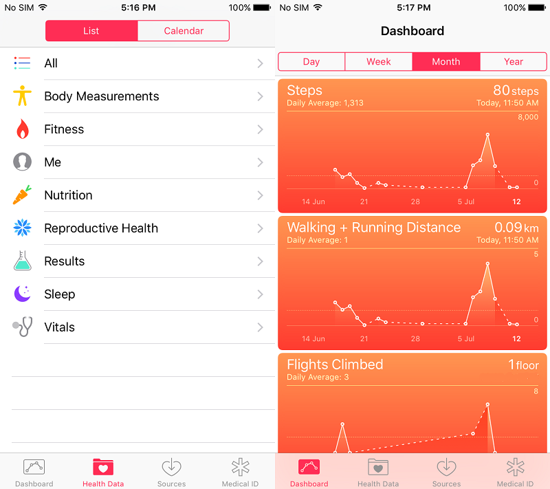 iPhone healthapp