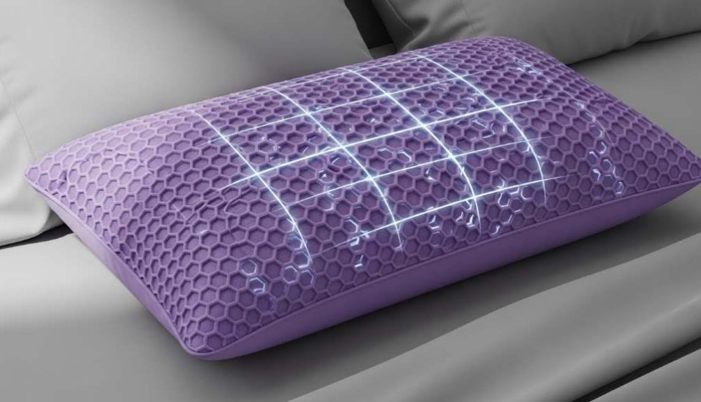 Purple Harmony Pillow showing honeycomb grid for cooling support