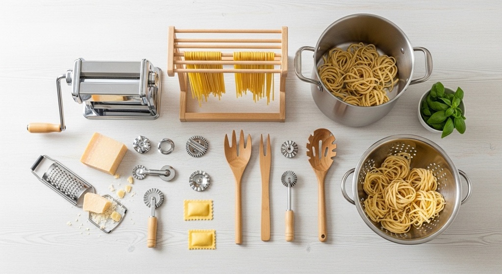Large stockpot boiling pasta on kitchen stove