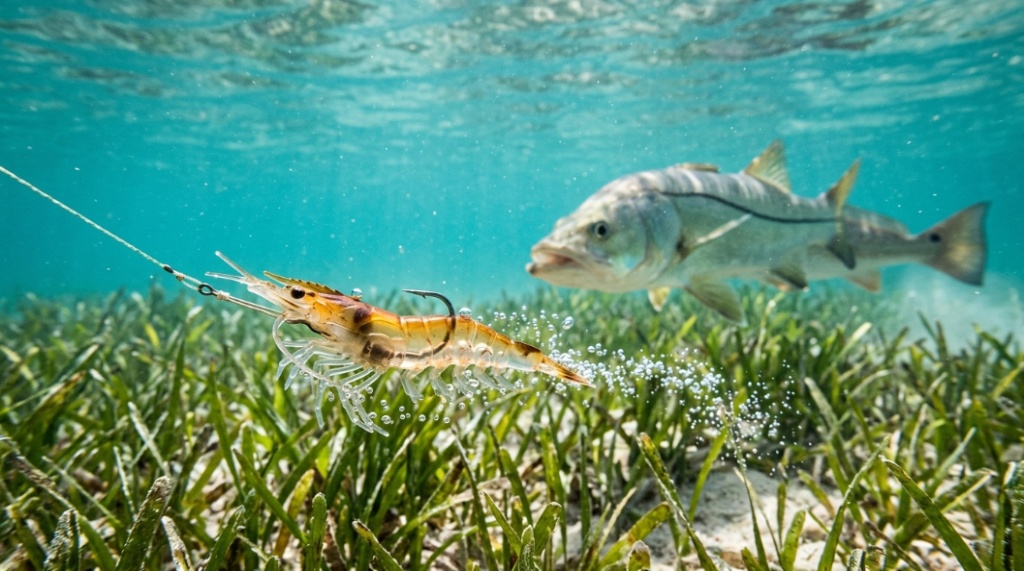 comparison of realistic shrimp lures vs live shrimp bait