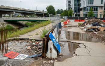 Atlanta infrastructure construction workers reviewing safety compliance plans