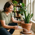 Indoor plant pots in an Austin TX home protected from silverfish and centipedes with proper drainage