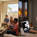 Person streaming movies on laptop indoors during hot Phoenix summer day