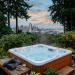 Seattle backyard hot tub with clean clear water