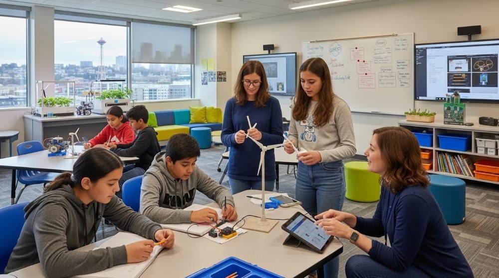 Seattle students participating in outdoor classroom activities