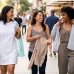 Woman in Houston wearing lightweight cardigan over sleeveless dress