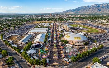New Mexico State Fair 2026 aerial view of Expo New Mexico fairgrounds Albuquerque