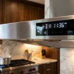 Sleek stainless steel 30-inch range hood installed above a modern kitchen cooktop.